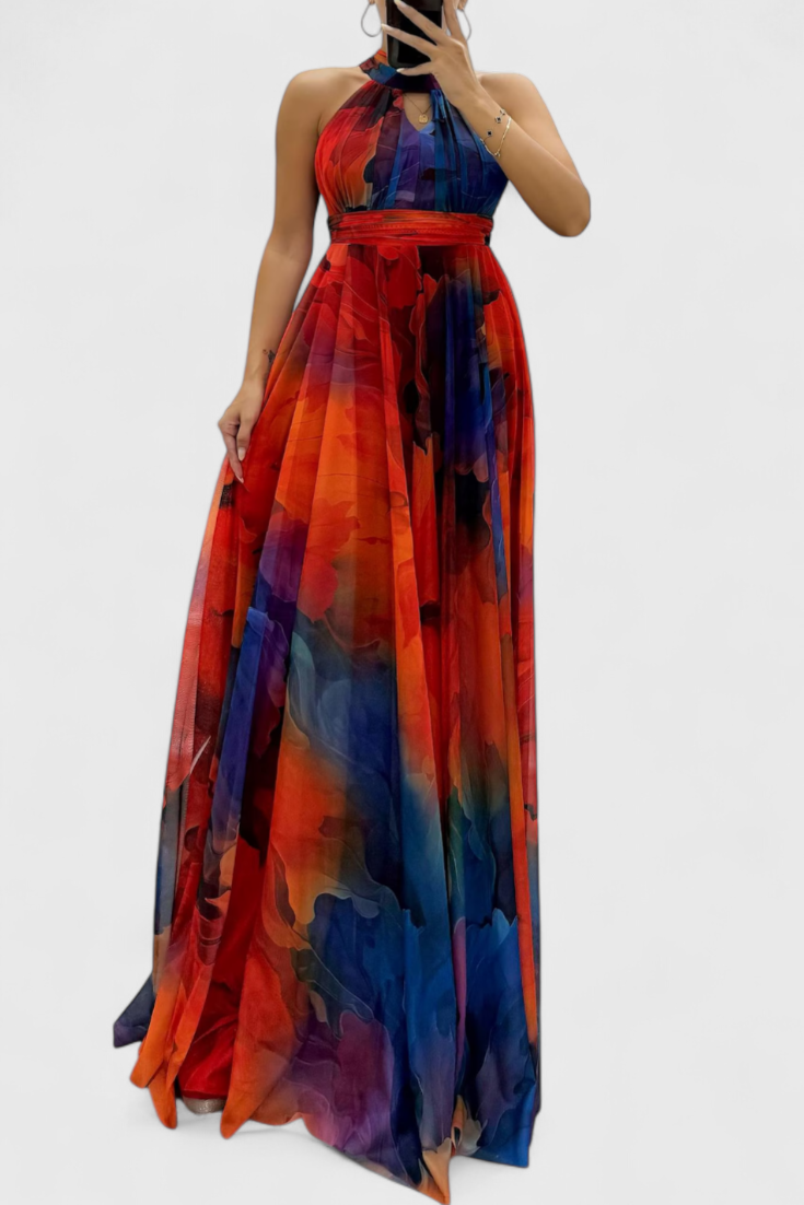 Tarouca – Vestido Maxi de Chiffon Floral