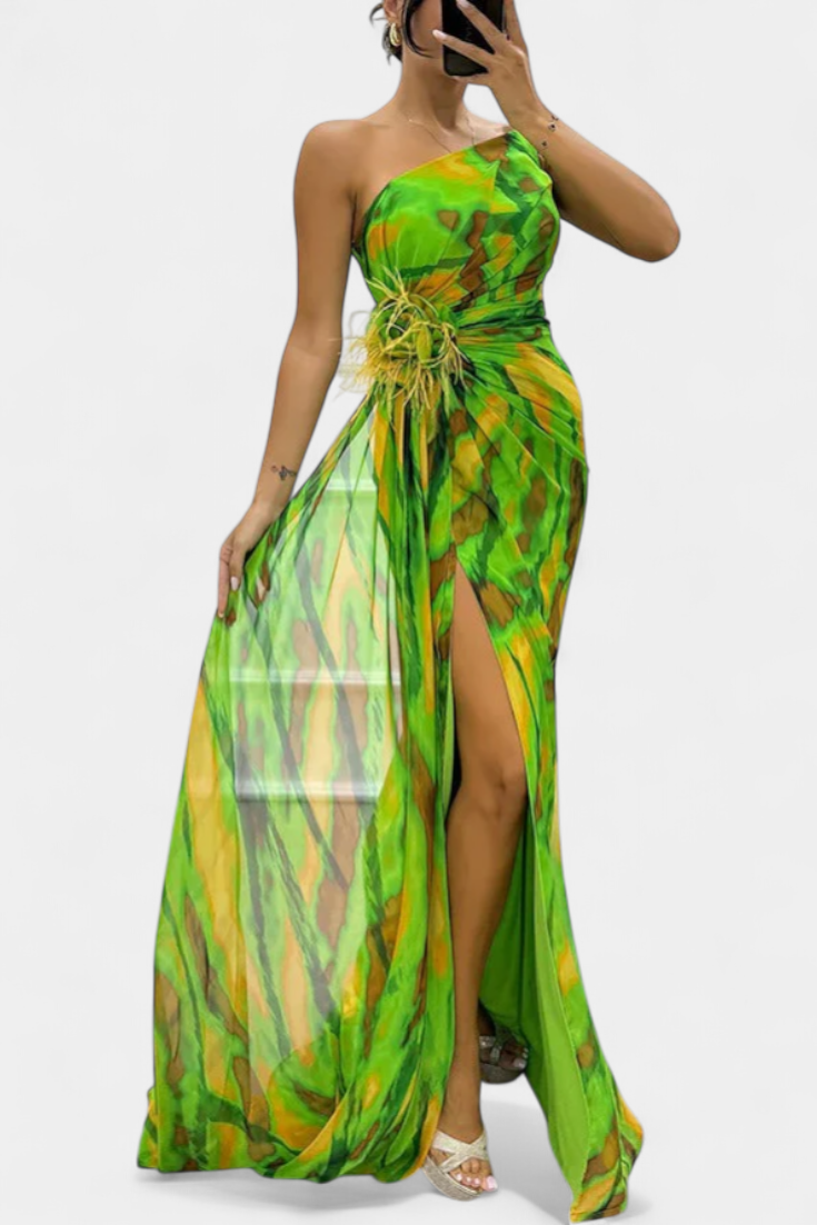 Penedono – Vestido Maxi Assimétrico Estampado
