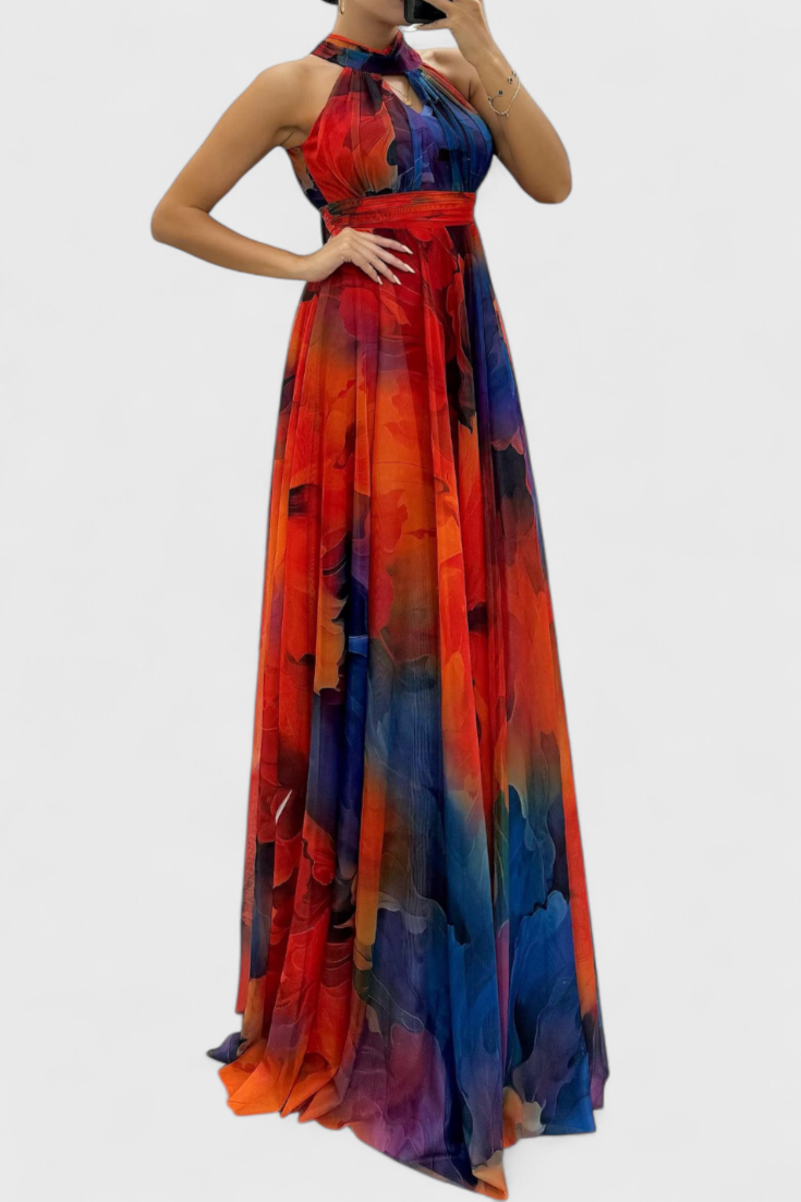 Tarouca – Vestido Maxi de Chiffon Floral