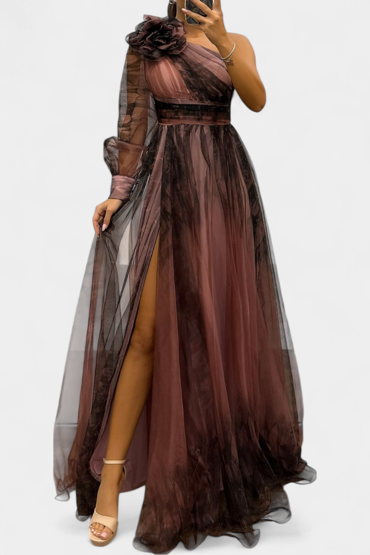 Armamar – Vestido Maxi de Chiffon com Flor