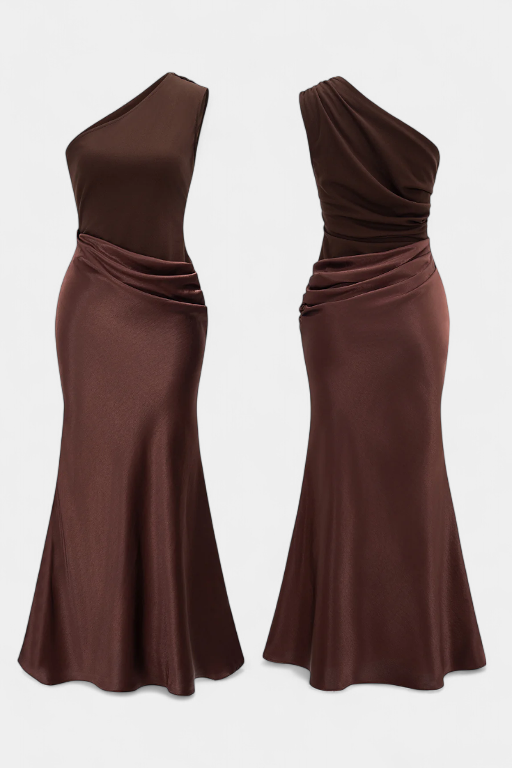 Foz Côa – Vestido Maxi Plissado de Um Ombro