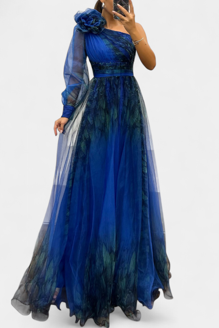 Armamar – Vestido Maxi de Chiffon com Flor