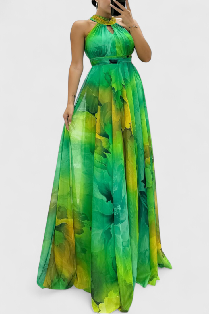 Tarouca – Vestido Maxi de Chiffon Floral