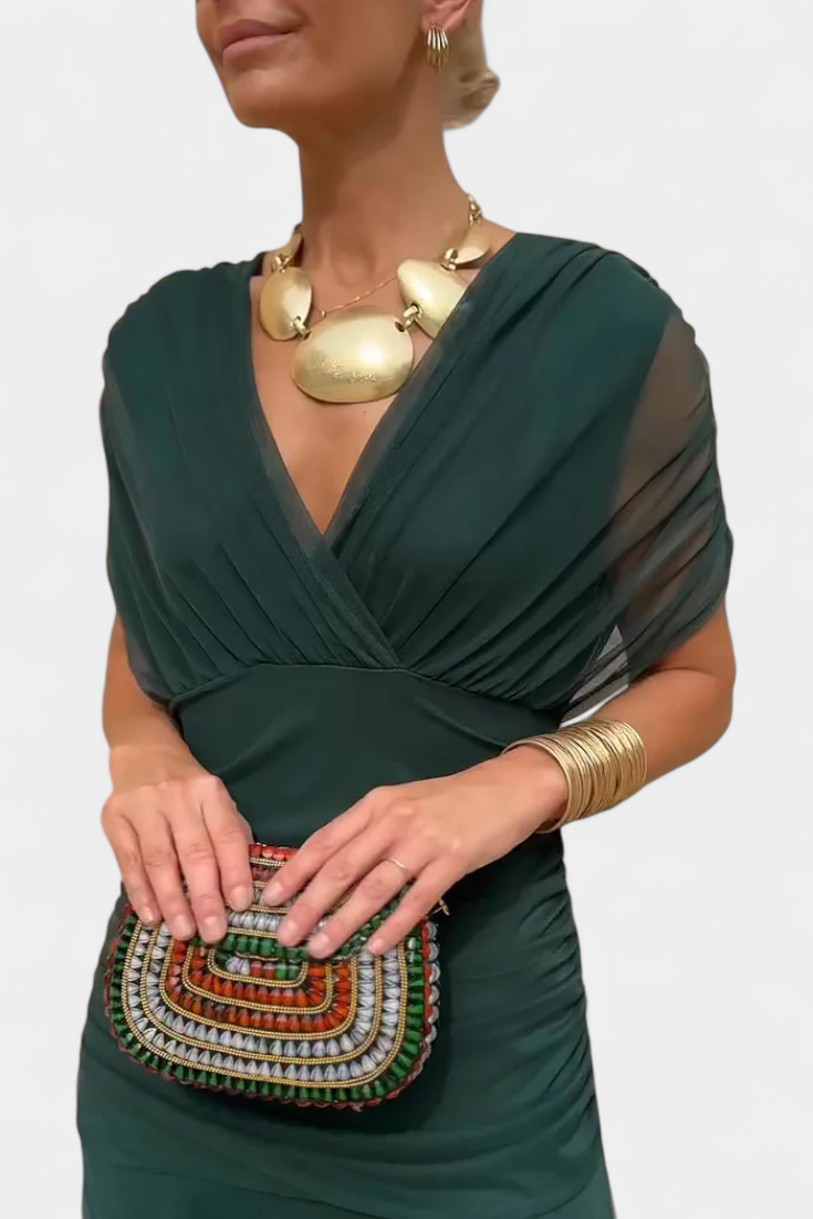 Vilarandelo – Vestido Largo de Flores com Decote em V