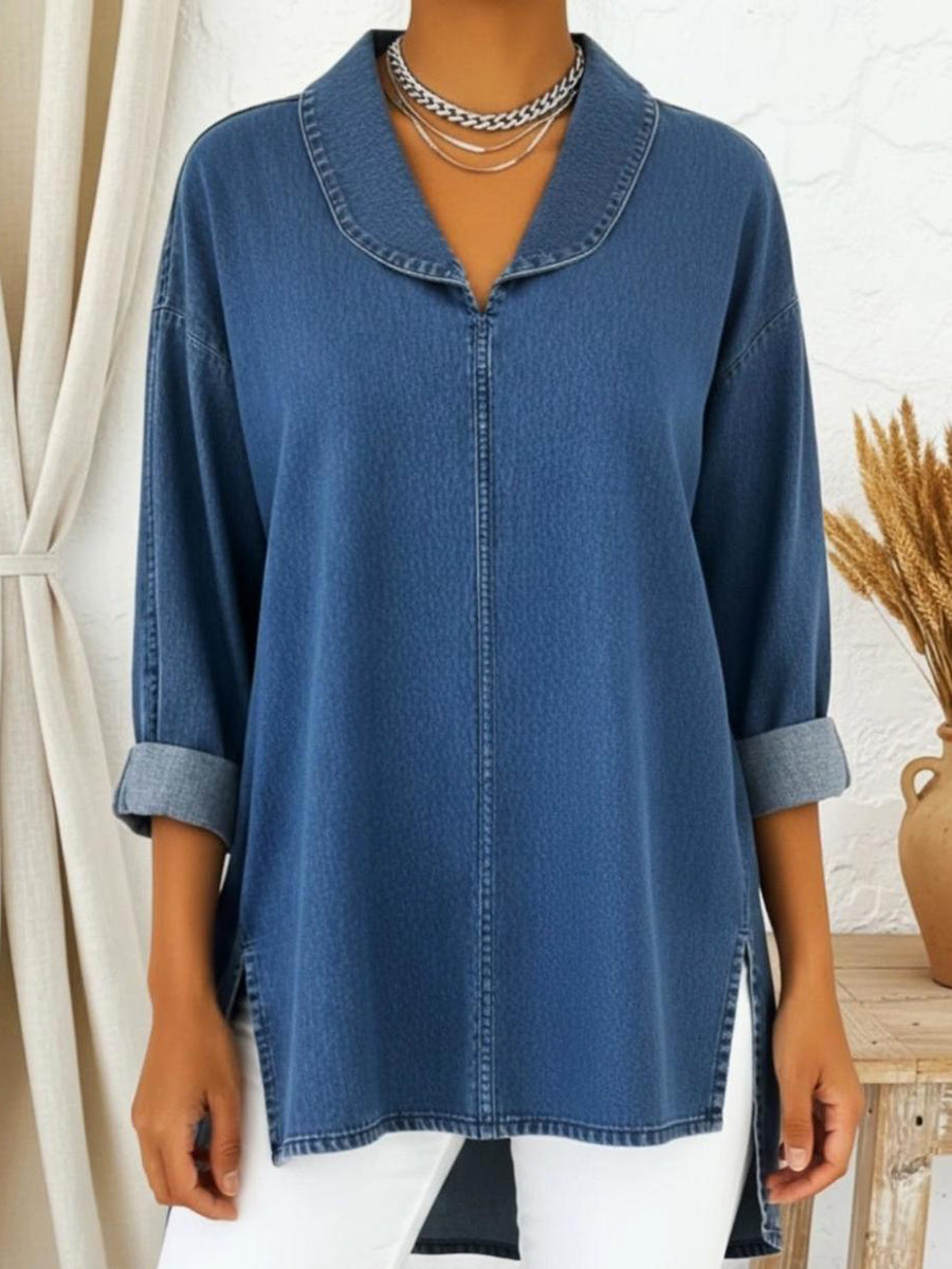 Perais – Camisa de Ganga com Gola de Xaile
