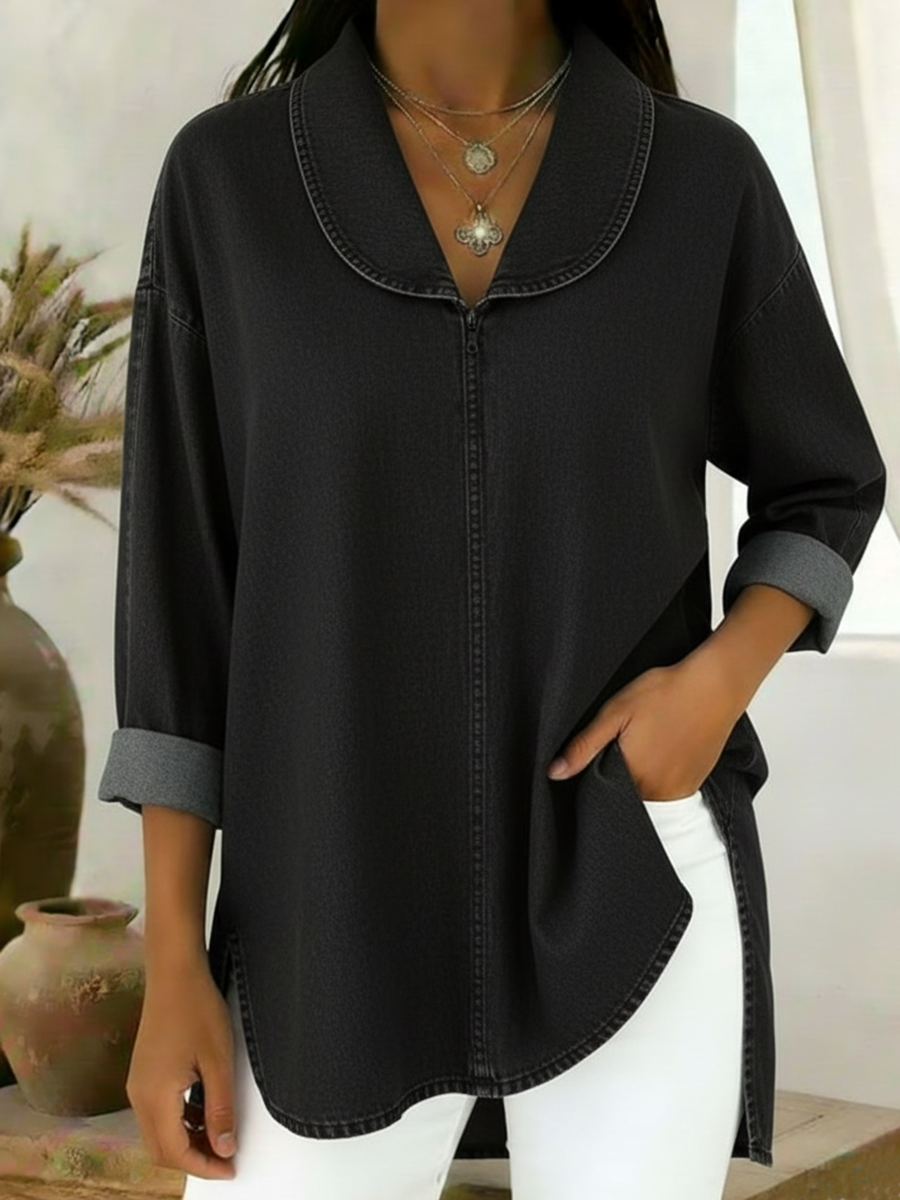 Perais – Camisa de Ganga com Gola de Xaile