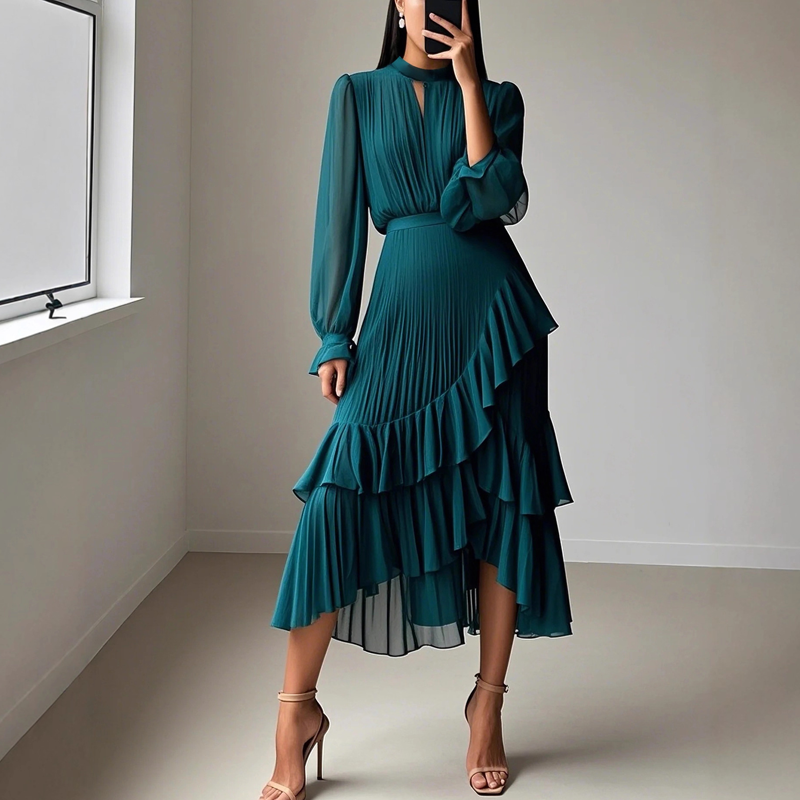 Lagoa – Vestido Midi Plissado
