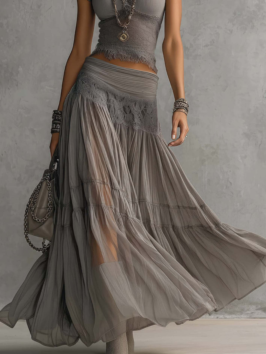Paçó – Conjunto de Top de Renda e Saia Maxi