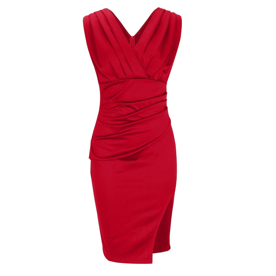 Padornelos – Vestido Justo com Decote em V e Fenda