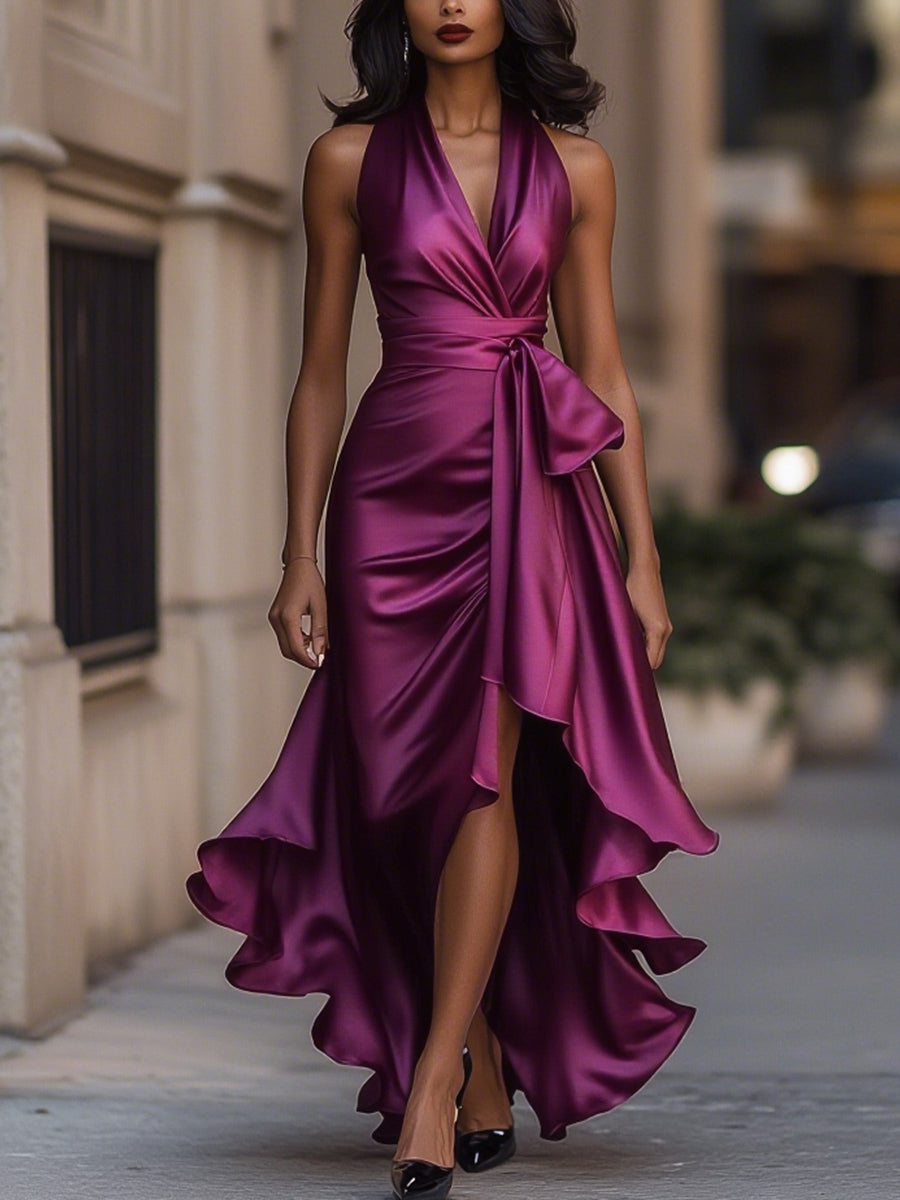 Vila de Rei – Vestido Maxi de Cetim para Noite