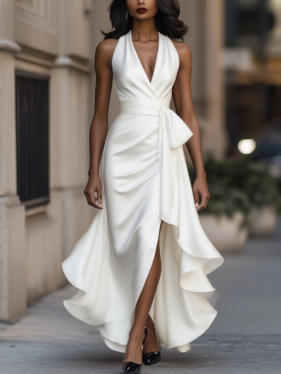 Vila de Rei – Vestido Maxi de Cetim para Noite