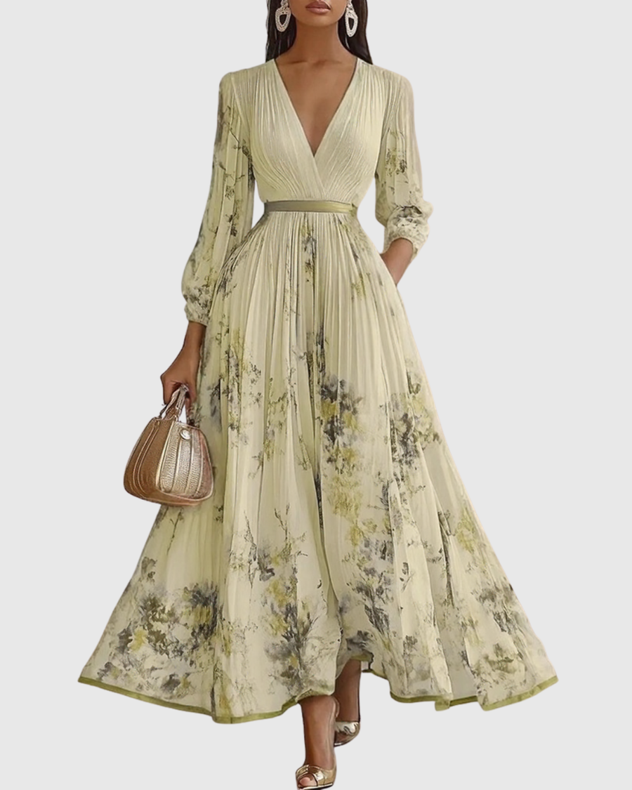 Mação – Vestido Maxi Plissado com Cinto