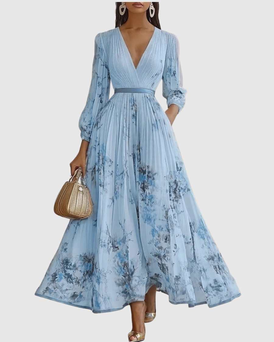 Mação – Vestido Maxi Plissado com Cinto