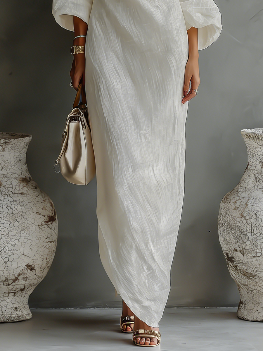 Bombarral – Vestido Maxi de Linho Marfim
