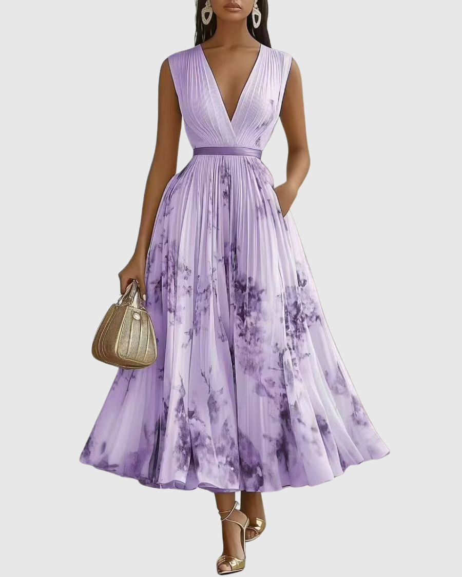 Mação – Vestido Maxi Plissado com Cinto