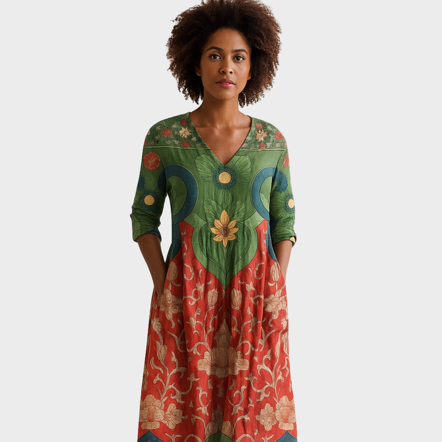 Cerveira – Vestido Maxi Étnico com Bolsos