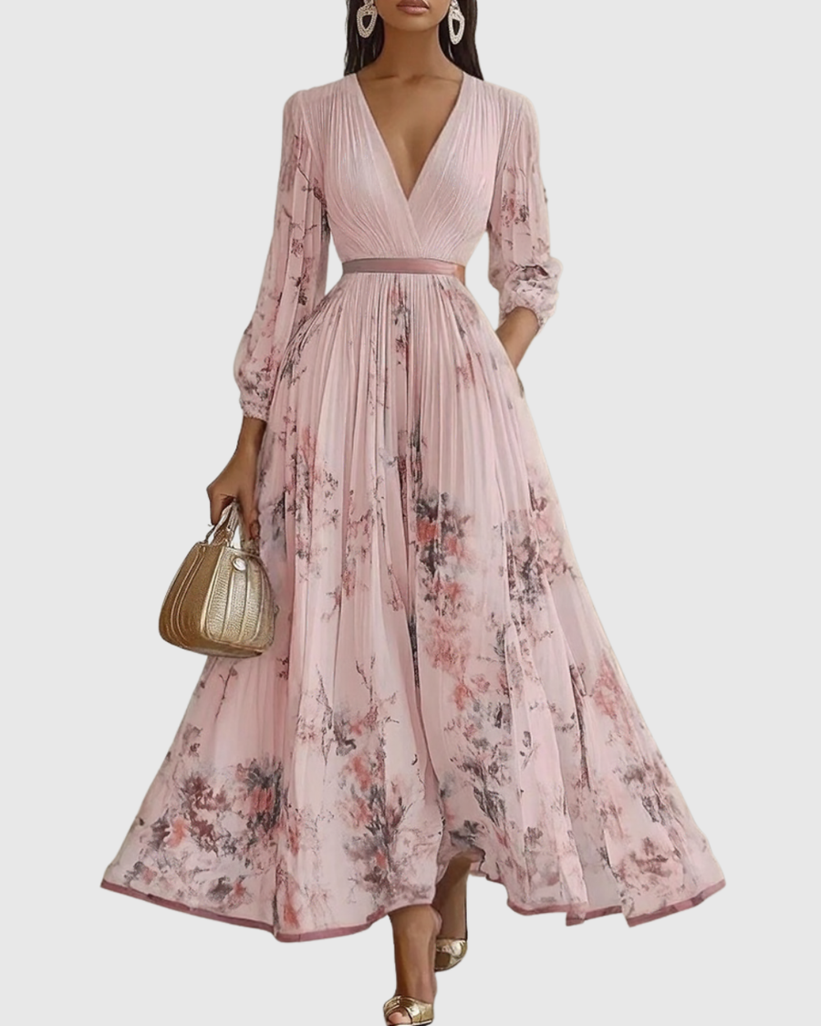 Mação – Vestido Maxi Plissado com Cinto