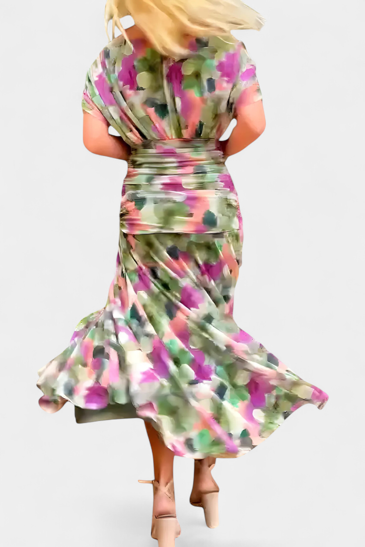 Vilarandelo – Vestido Largo de Flores com Decote em V