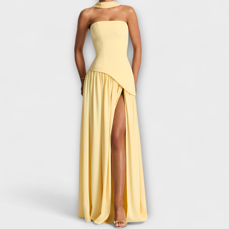 Barrancos – Vestido Maxi Bicolor com Racha