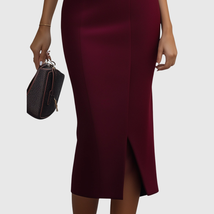 Trigaches – Vestido Midi Bordô sem Mangas