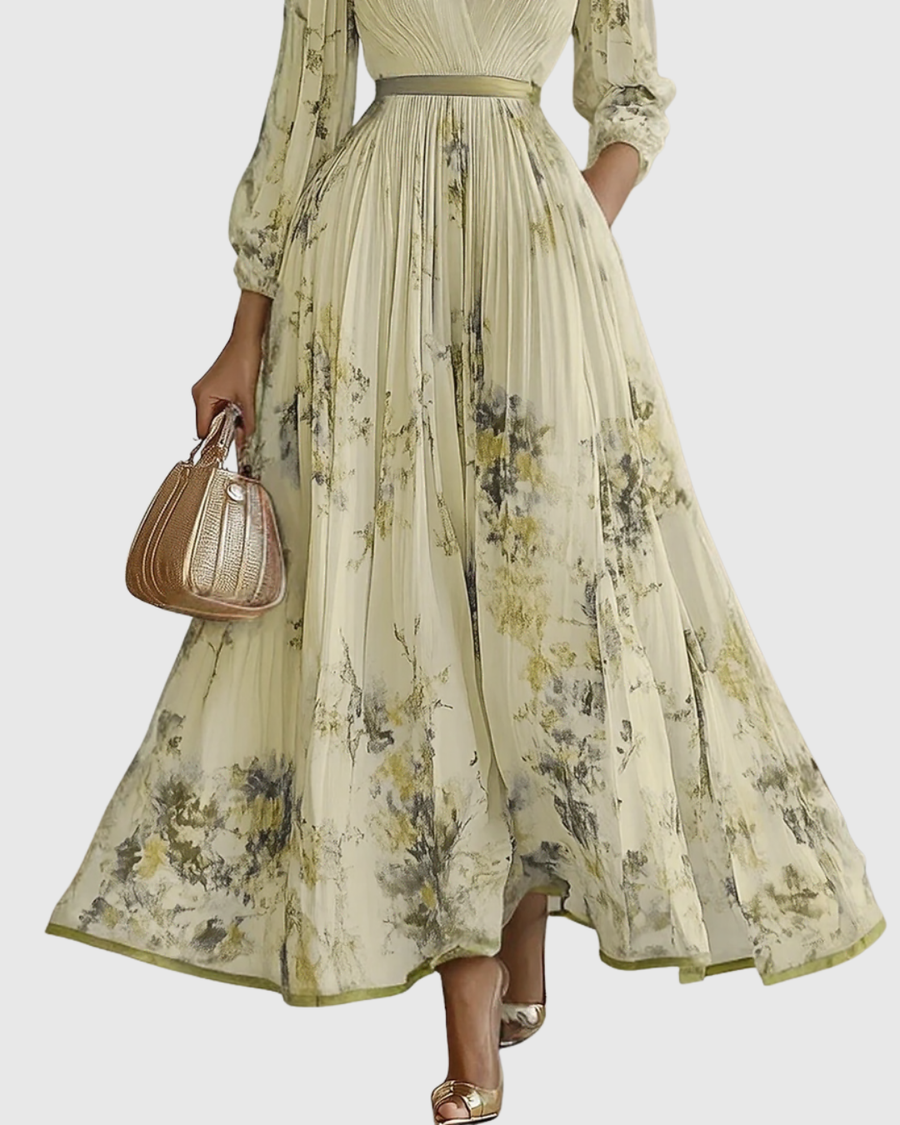 Mação – Vestido Maxi Plissado com Cinto