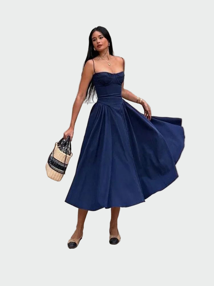 Sever do Vouga – Vestido Maxi de Cetim com Corpete