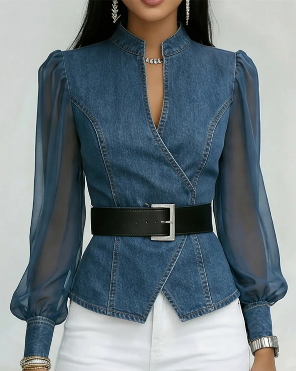 Ermelo – Top de Ganga com Mangas de Chiffon