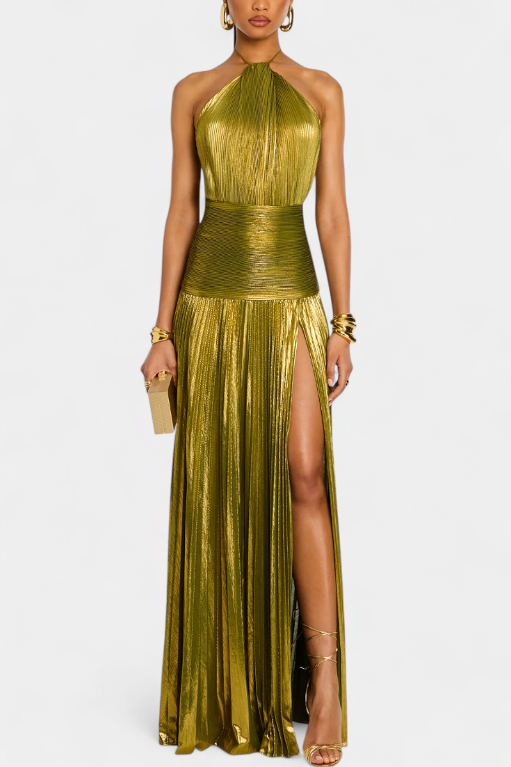 Longueira – Vestido de Decote Halter com Fenda