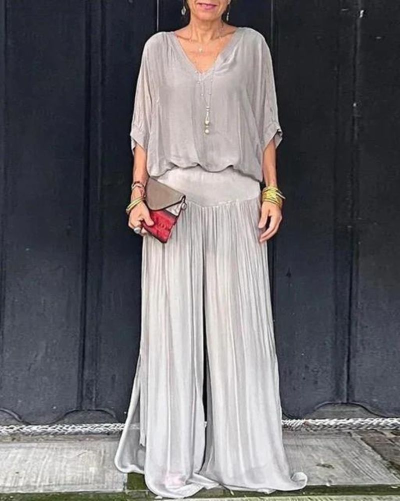 Freineda – Conjunto de Blusa e Calças Fluido