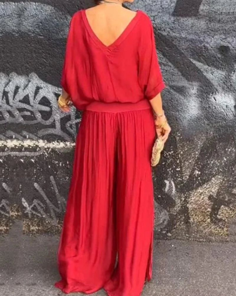 Freineda – Conjunto de Blusa e Calças Fluido