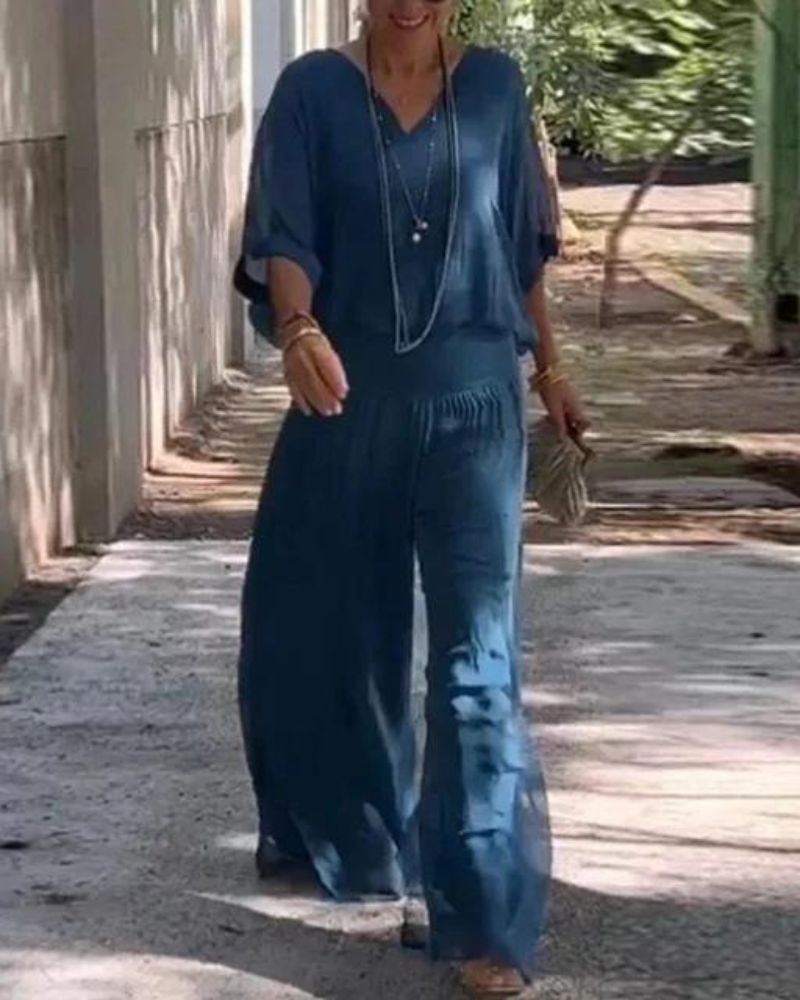 Freineda – Conjunto de Blusa e Calças Fluido
