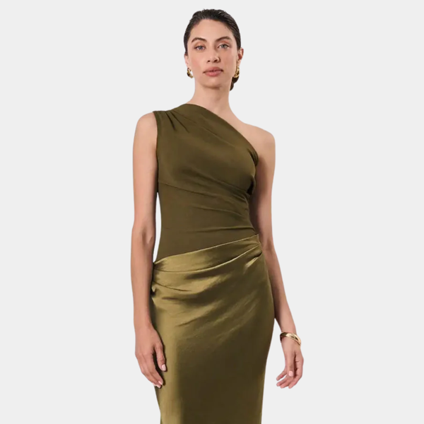 Brinches – Vestido Longo de Cetim com Um Ombro