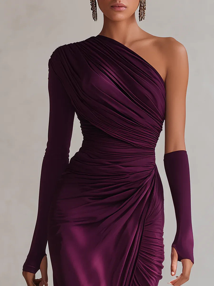 Famalicão da Serra – Vestido Longo Roxo de Um Ombro