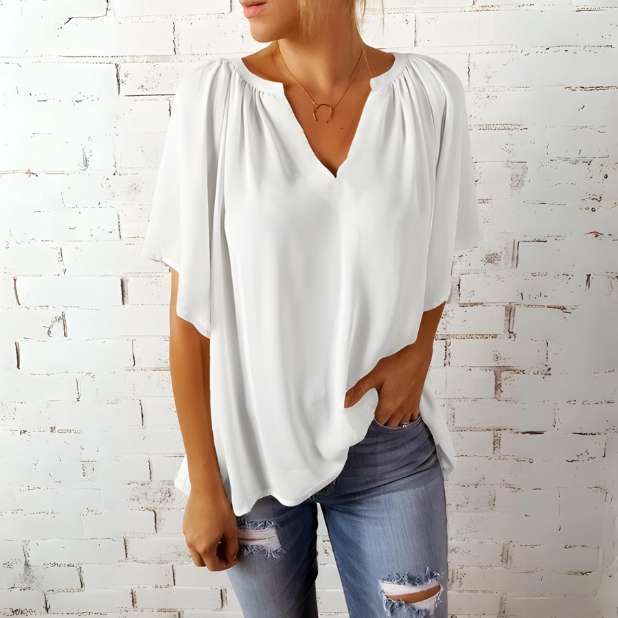 Lajeosa – Blusa de Chiffon com Decote em V