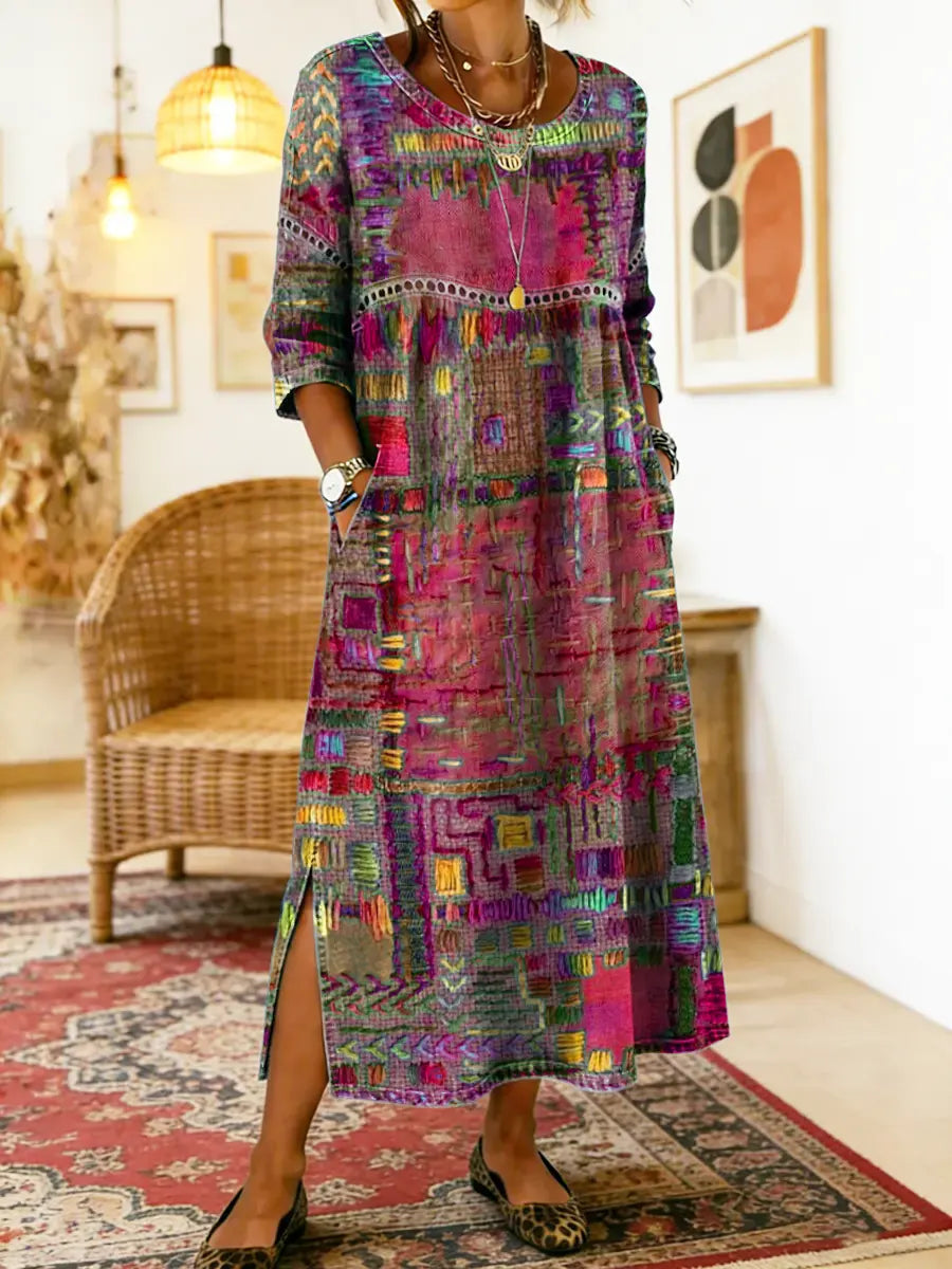 Boticas – Vestido de Ganga com Patchwork
