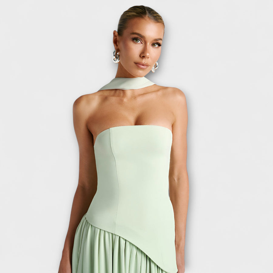 Barrancos – Vestido Maxi Bicolor com Racha