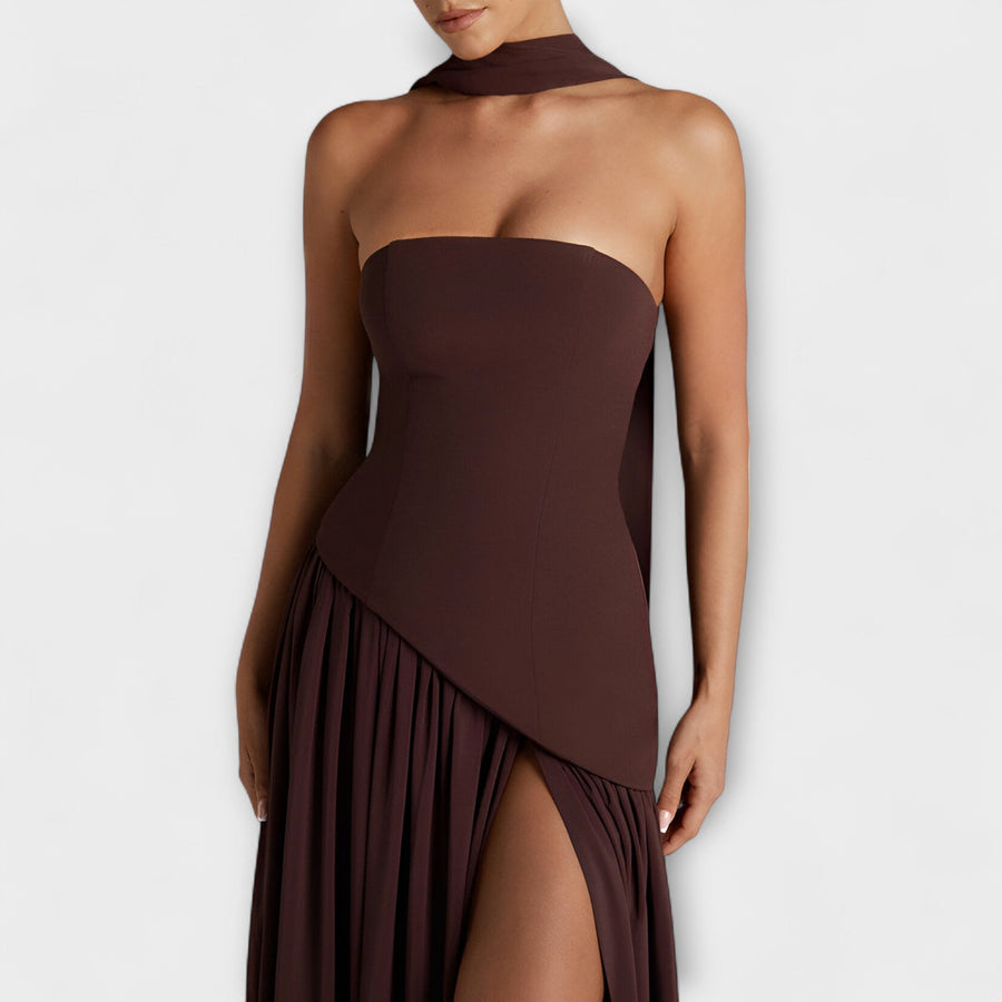 Barrancos – Vestido Maxi Bicolor com Racha