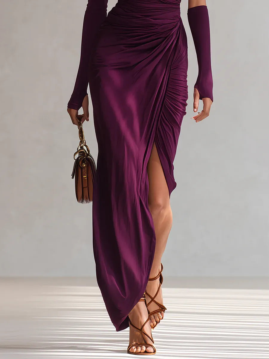 Famalicão da Serra – Vestido Longo Roxo de Um Ombro