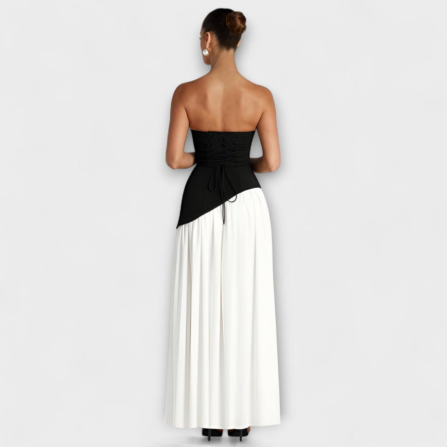 Barrancos – Vestido Maxi Bicolor com Racha