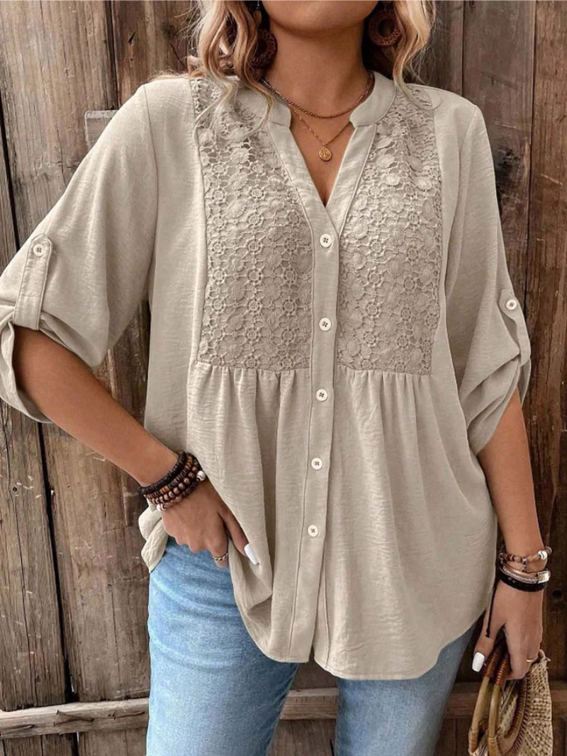 Vilar Seco – Blusa com Decote em V e Botões