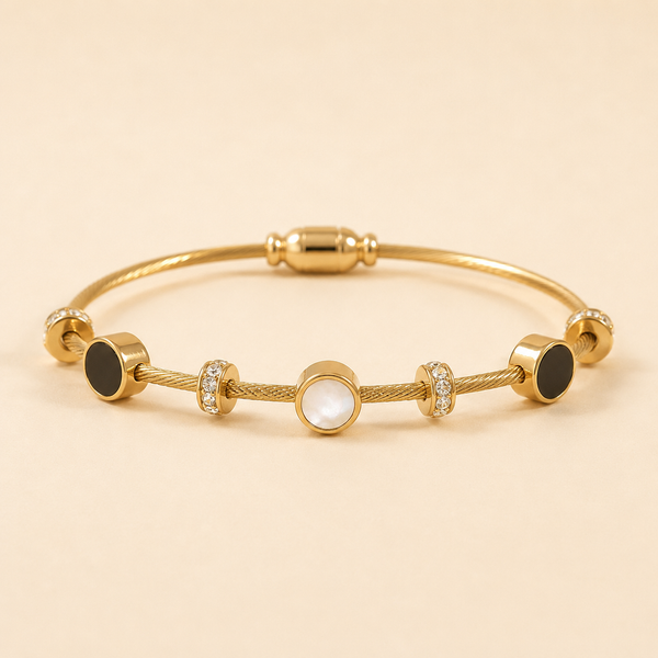 Flores – Pulseira Bangle Esmalte e Madrepérola