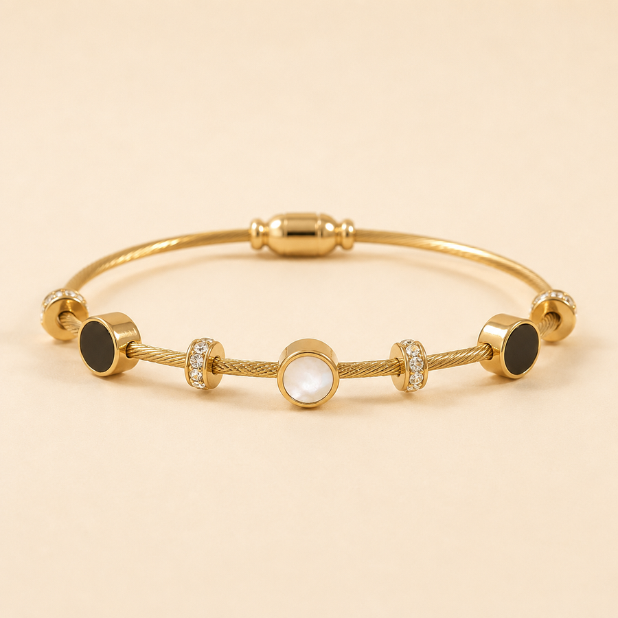 Flores – Pulseira Bangle Esmalte e Madrepérola