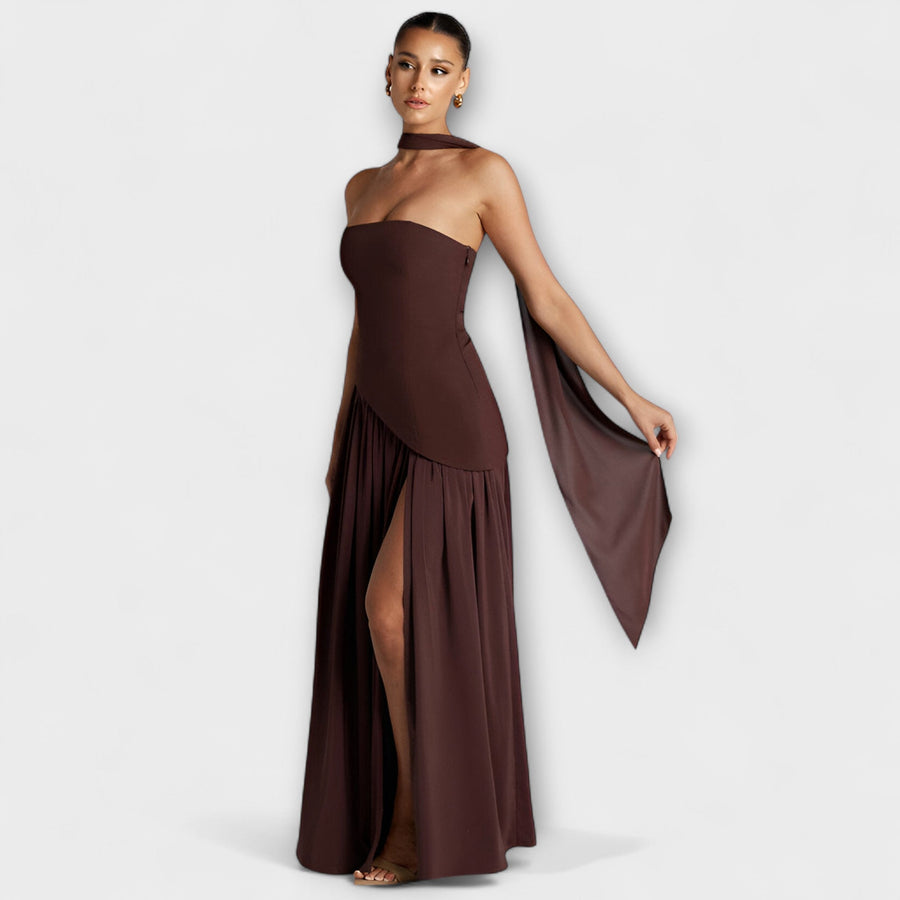 Barrancos – Vestido Maxi Bicolor com Racha