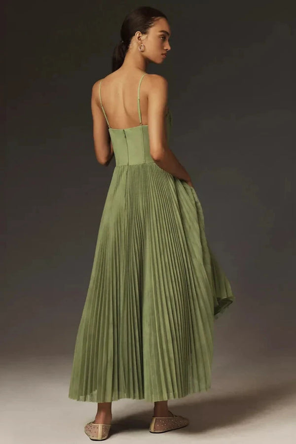 Anceriz – Vestido Midi Plissado com Bustiê