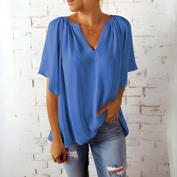 Lajeosa – Blusa de Chiffon com Decote em V