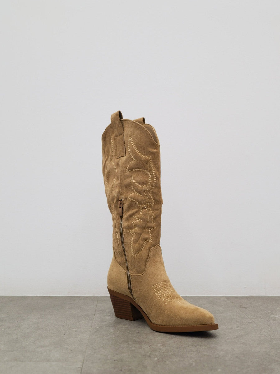 Bota de biqueira em estilo cowboy bege