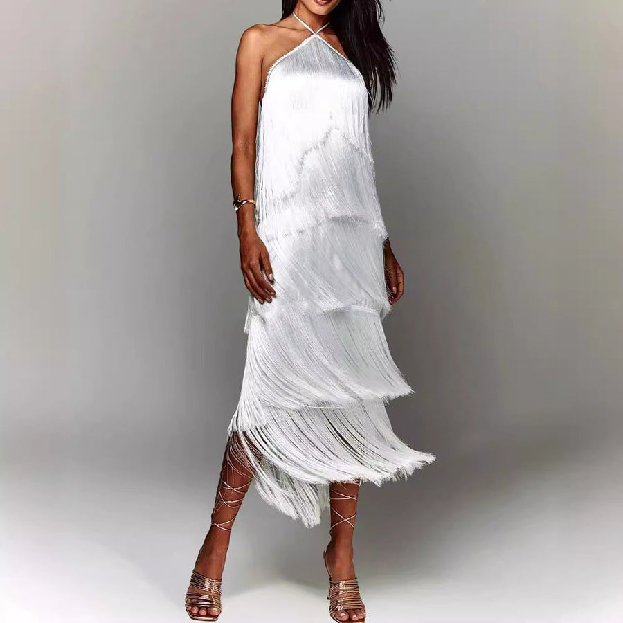 Brejão – Vestido com Borlas e Costas Abertas