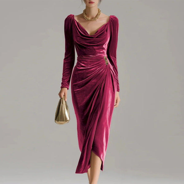 Vidago – Vestido de Veludo Plissado