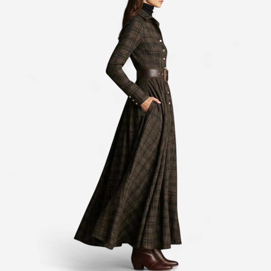 Pombares – Vestido Maxi Xadrez Vintage