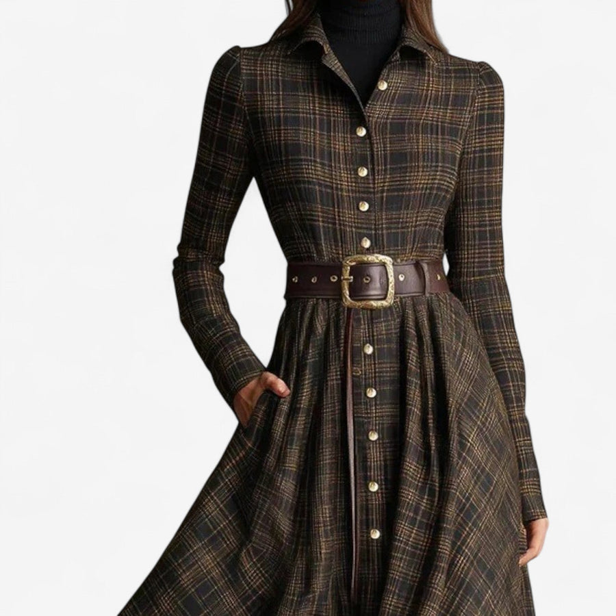 Pombares – Vestido Maxi Xadrez Vintage